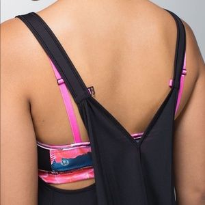Lululemon Breathe & Flow tank black/ pink secret garden floral bra 4